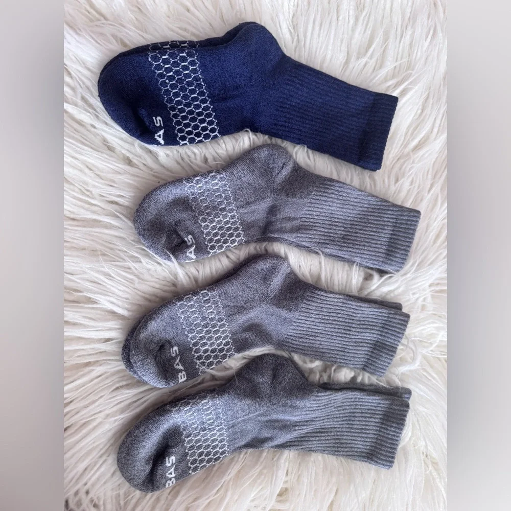 Women 4pk Bombas Sm Solids Gray/Navy Half-Calf Cushioned Sock Pack (Size 4-7.5) - Picture 2 of 9
